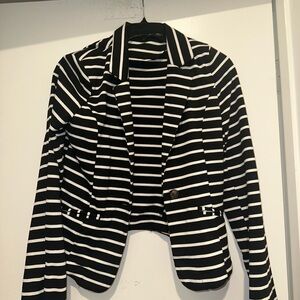 Striped Black and White Women's Blazer Size M